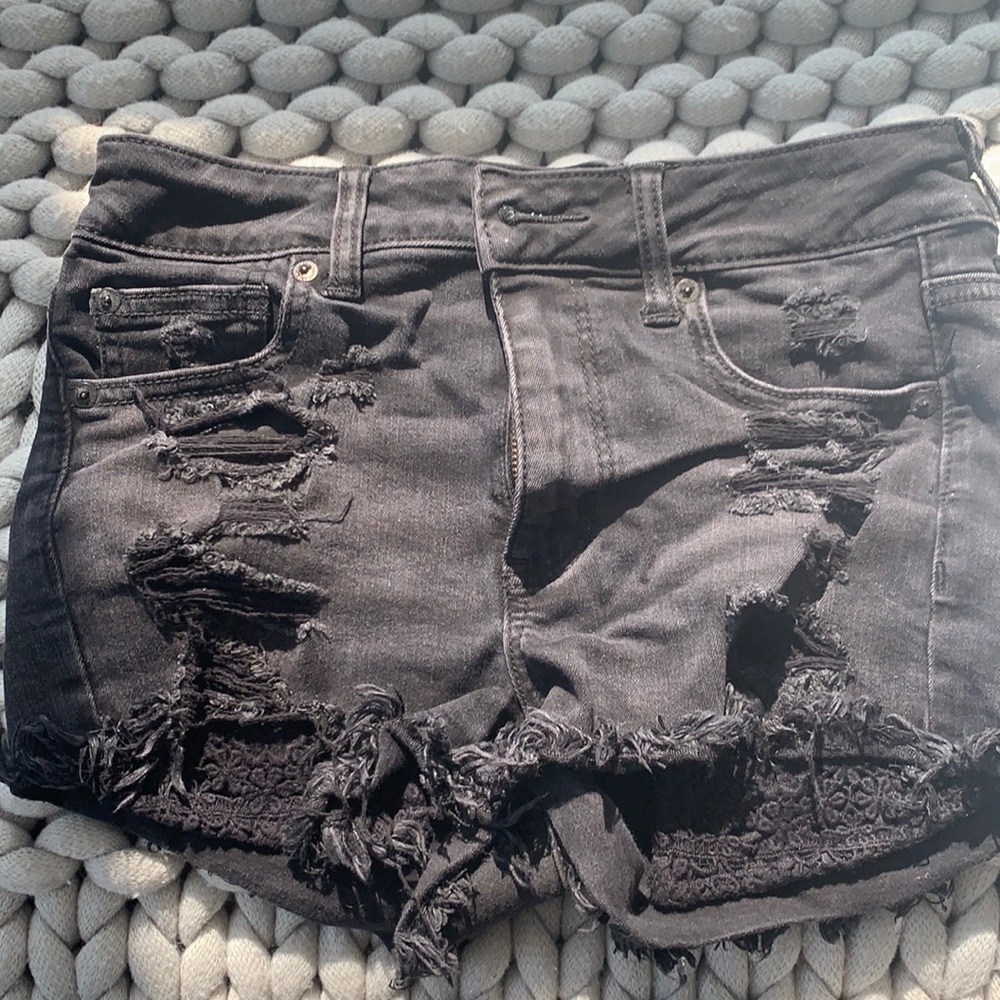 American Eagle black jean shorts